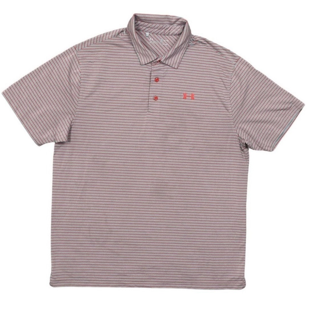 Under Armour Men's Striped Polo Shirt - Gray and Red